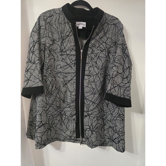 Joseph Ribkoff Women’s Size 8 Black White Abstract Print 2-Way Zip Front Jacket - Picture 2 of 14